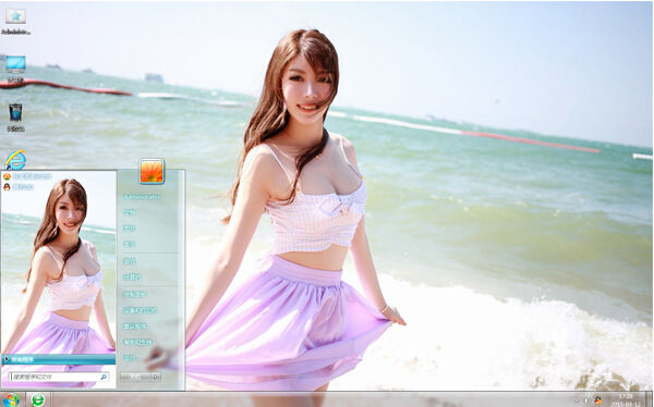 模特海边写真拍摄win7主题