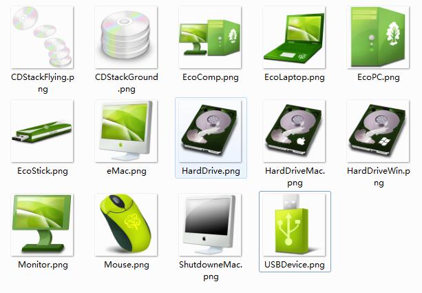 常见绿色系统桌面图标