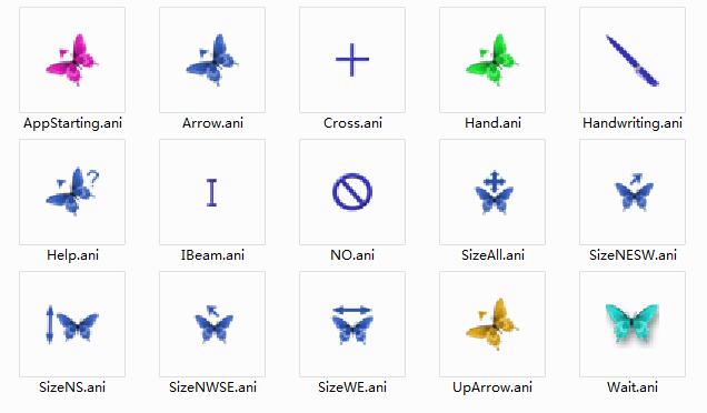 多姿多彩的蝴蝶鼠标指针下载